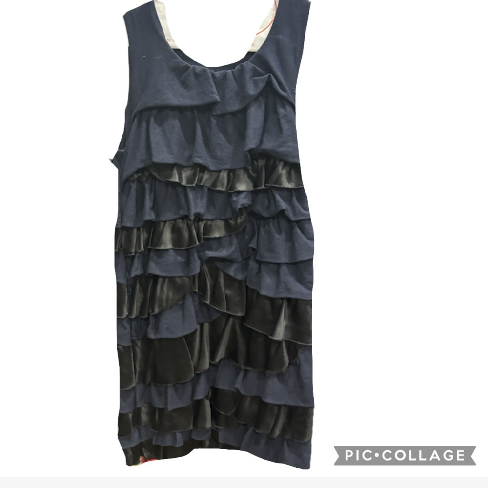 Crewcuts Navy and Black Ruffle Midi Dress